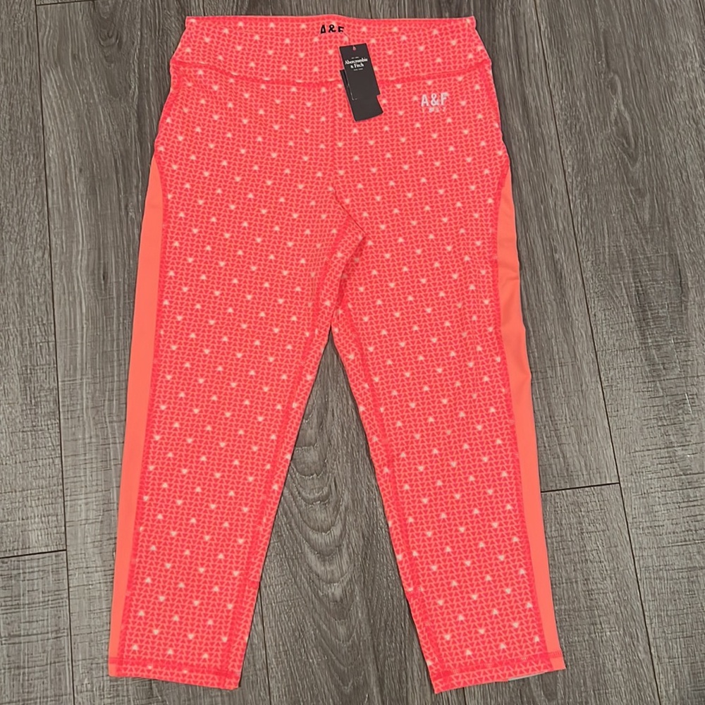New Abercrombie & Fitch Active Leggings Crop Pink Coral Medium Women’s